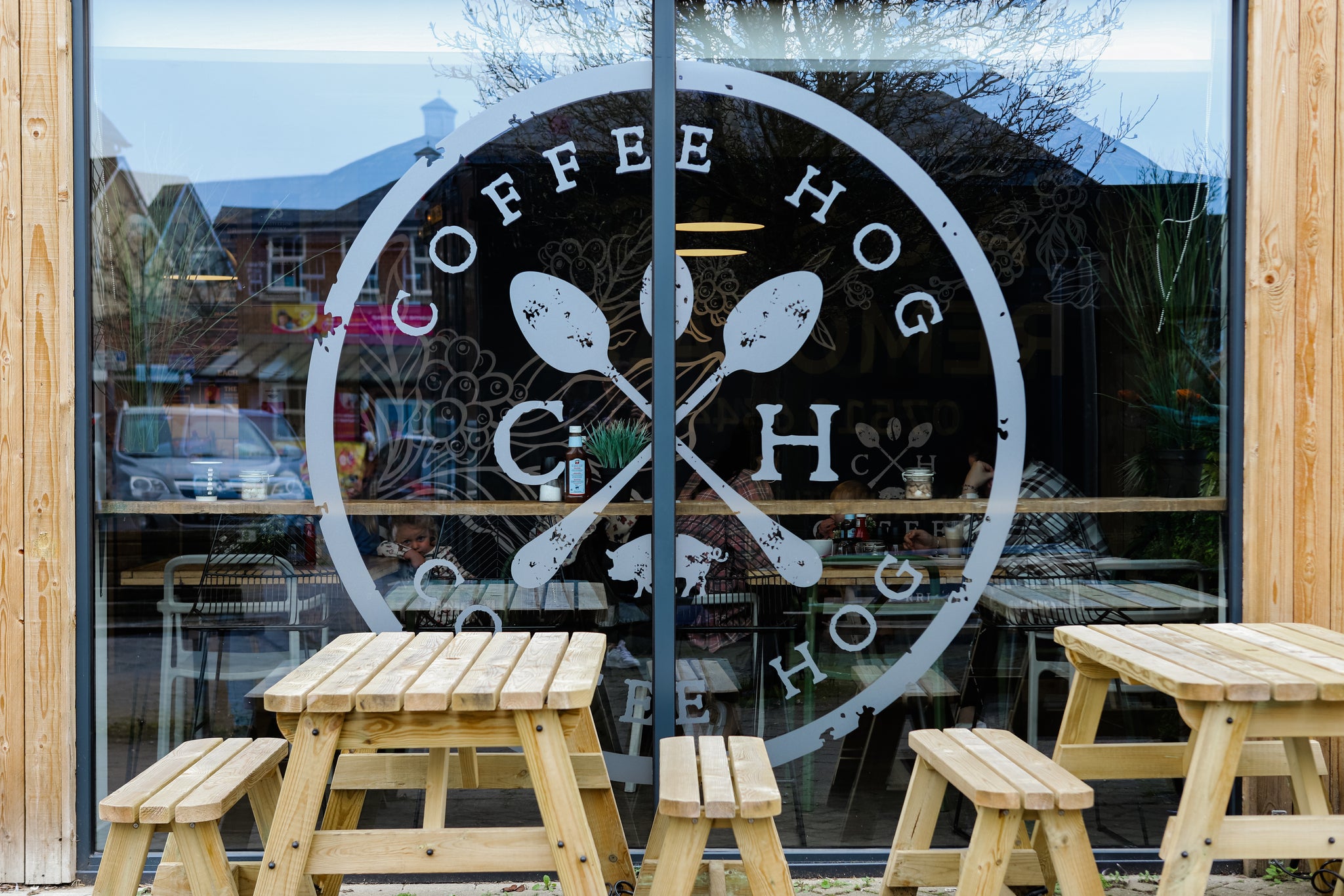 Coffee Hog window design and outside seating