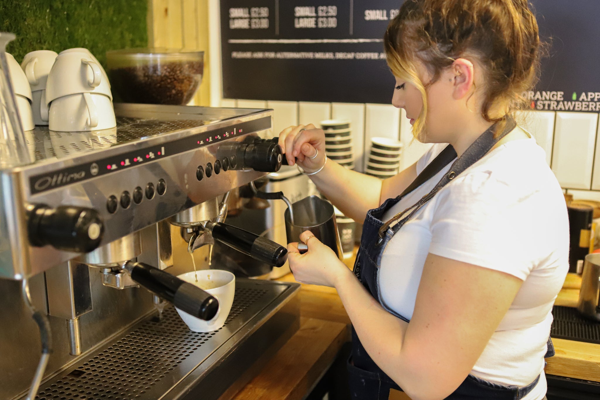 Team member making coffee in Coffee Hog, Colchester
